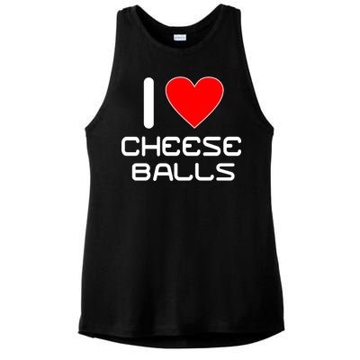 I Heart Cheese Balls Ladies PosiCharge Tri-Blend Wicking Tank