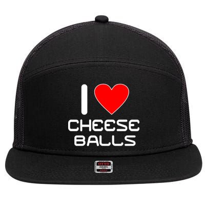 I Heart Cheese Balls 7 Panel Mesh Trucker Snapback Hat