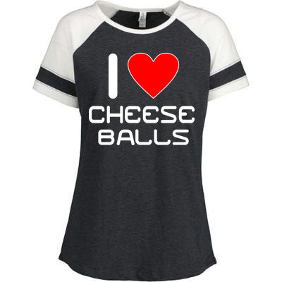 I Heart Cheese Balls Enza Ladies Jersey Colorblock Tee