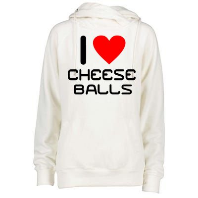 I Heart Cheese Balls Womens Funnel Neck Pullover Hood