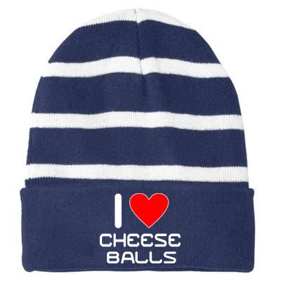 I Heart Cheese Balls Striped Beanie with Solid Band