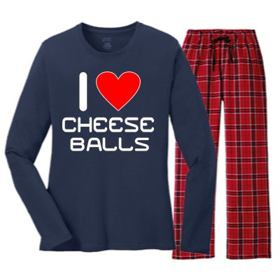 I Heart Cheese Balls Women's Long Sleeve Flannel Pajama Set 