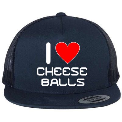 I Heart Cheese Balls Flat Bill Trucker Hat