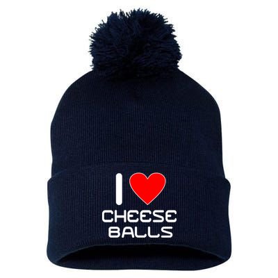 I Heart Cheese Balls Pom Pom 12in Knit Beanie