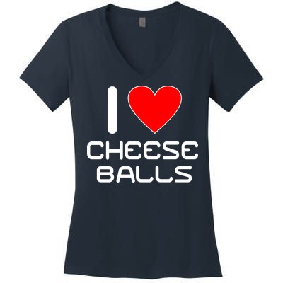 I Heart Cheese Balls Women's V-Neck T-Shirt