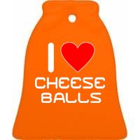 I Heart Cheese Balls Ceramic Bell Ornament