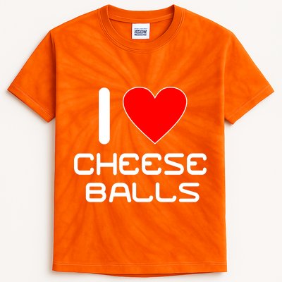 I Heart Cheese Balls Kids Tie-Dye T-Shirt