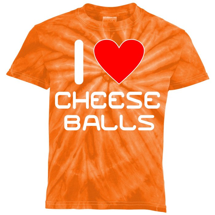 I Heart Cheese Balls Kids Tie-Dye T-Shirt