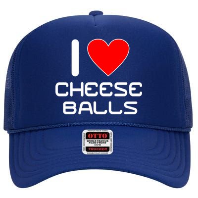 I Heart Cheese Balls High Crown Mesh Back Trucker Hat