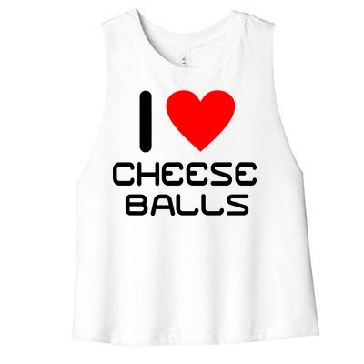 I Heart Cheese Balls Women's Racerback Cropped Tank