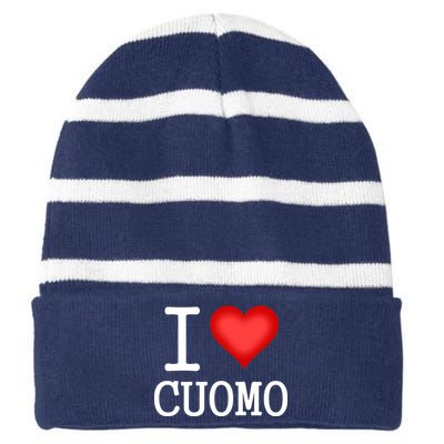 I Heart Cuomo Striped Beanie with Solid Band