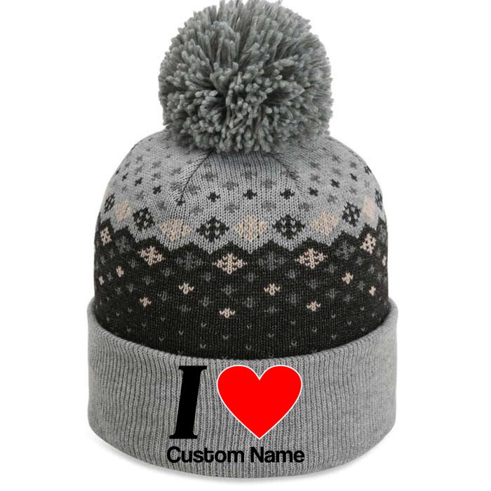 I Heart Custom Name Text Personalize The Baniff Cuffed Pom Beanie