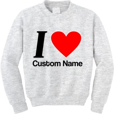 I Heart Custom Name Text Personalize Kids Sweatshirt