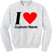 I Heart Custom Name Text Personalize Kids Sweatshirt