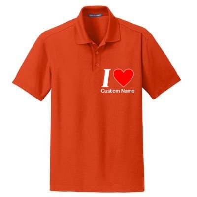 I Heart Custom Name Text Personalize Dry Zone Grid Polo