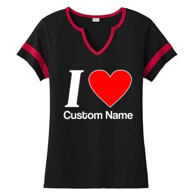 I Heart Custom Name Text Personalize Ladies Halftime Notch Neck Tee