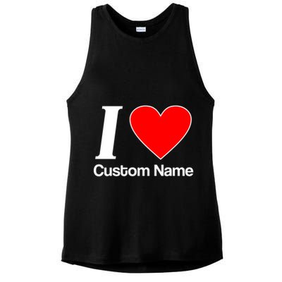I Heart Custom Name Text Personalize Ladies PosiCharge Tri-Blend Wicking Tank