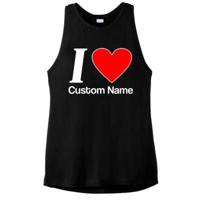 I Heart Custom Name Text Personalize Ladies PosiCharge Tri-Blend Wicking Tank