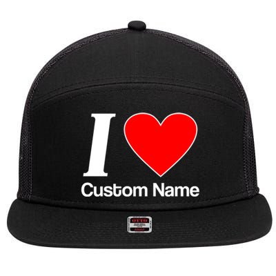 I Heart Custom Name Text Personalize 7 Panel Mesh Trucker Snapback Hat