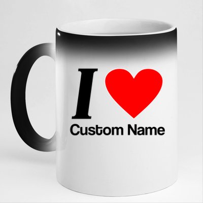 I Heart Custom Name Text Personalize 11oz Black Color Changing Mug