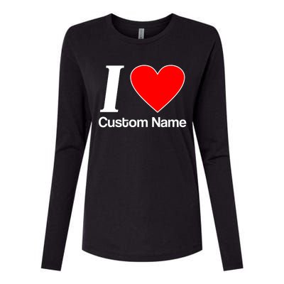 I Heart Custom Name Text Personalize Womens Cotton Relaxed Long Sleeve T-Shirt