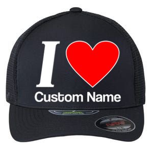 I Heart Custom Name Text Personalize Flexfit Unipanel Trucker Cap