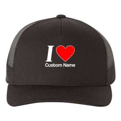 I Heart Custom Name Text Personalize Yupoong Adult 5-Panel Trucker Hat