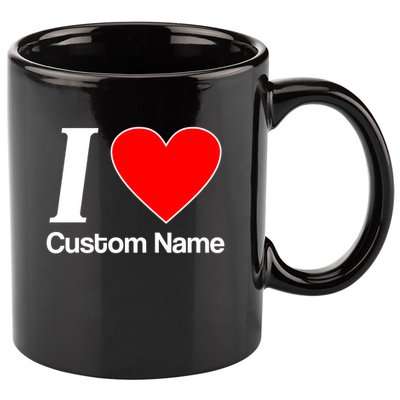 I Heart Custom Name Text Personalize 11oz C Handle Ceramic Mug
