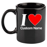 I Heart Custom Name Text Personalize 11oz C Handle Ceramic Mug