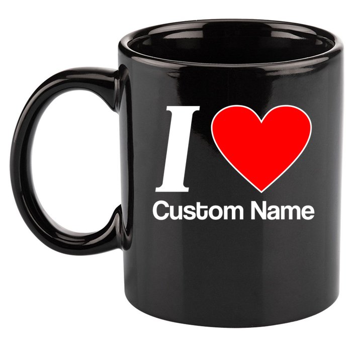 I Heart Custom Name Text Personalize 11oz C Handle Ceramic Mug