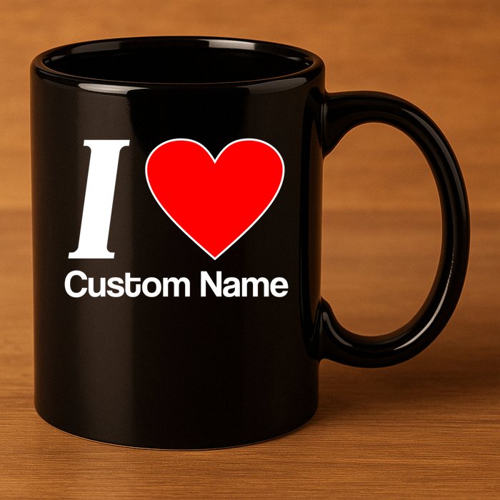 I Heart Custom Name Text Personalize 11oz C Handle Ceramic Mug
