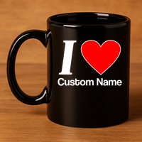 I Heart Custom Name Text Personalize 11oz C Handle Ceramic Mug