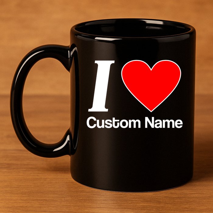 I Heart Custom Name Text Personalize 11oz C Handle Ceramic Mug