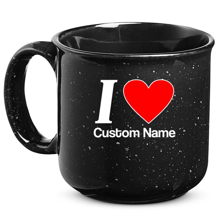 I Heart Custom Name Text Personalize 15oz Campfire Ceramic Mug