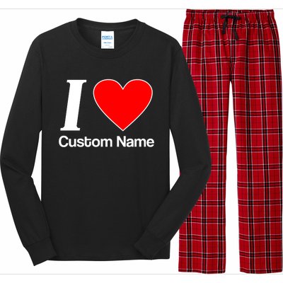 I Heart Custom Name Text Personalize Long Sleeve Pajama Set