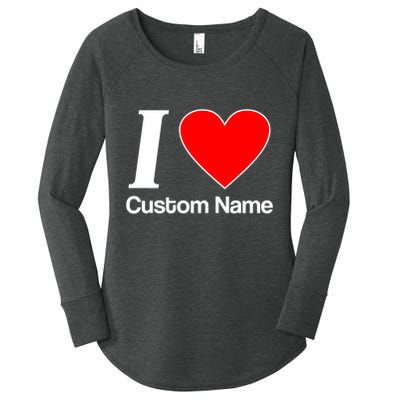 I Heart Custom Name Text Personalize Women's Perfect Tri Tunic Long Sleeve Shirt