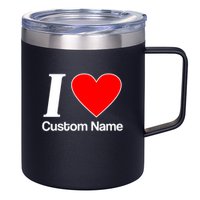 I Heart Custom Name Text Personalize 12oz Stainless Steel Coffee Mug