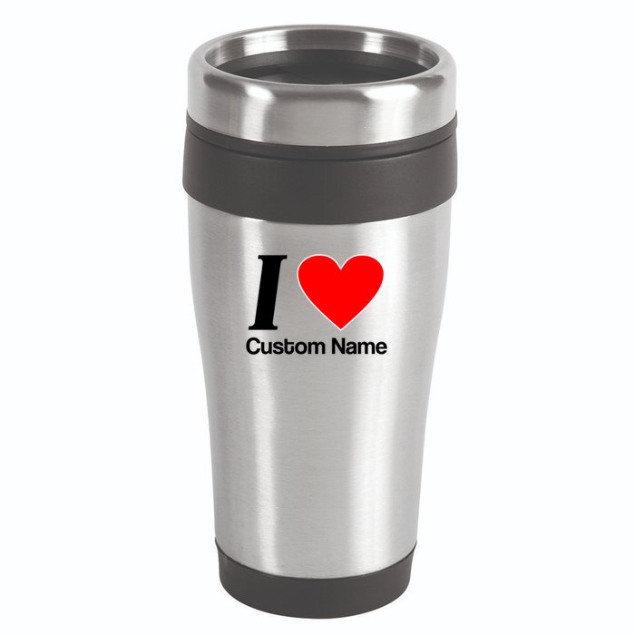 I Heart Custom Name Text Personalize 16oz Travel Tumbler