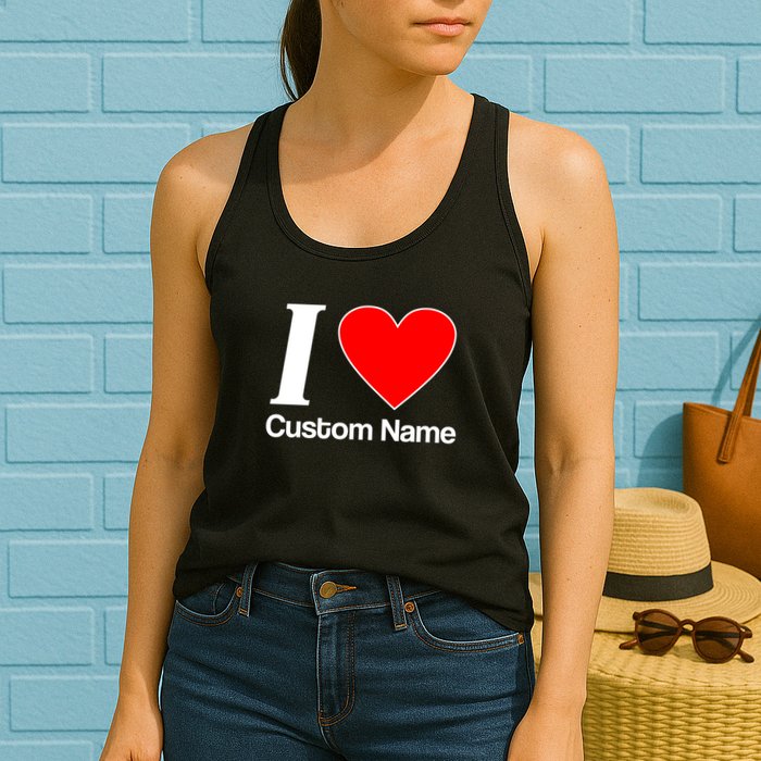 I Heart Custom Name Text Personalize Womens Tank Top