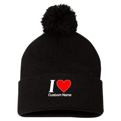 I Heart Custom Name Text Personalize Pom Pom 12in Knit Beanie