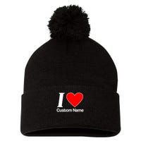I Heart Custom Name Text Personalize Pom Pom 12in Knit Beanie