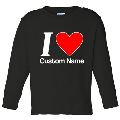 I Heart Custom Name Text Personalize Toddler Long Sleeve Shirt