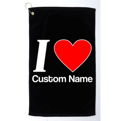 I Heart Custom Name Text Personalize Platinum Collection Golf Towel