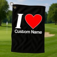 I Heart Custom Name Text Personalize Golf Towel