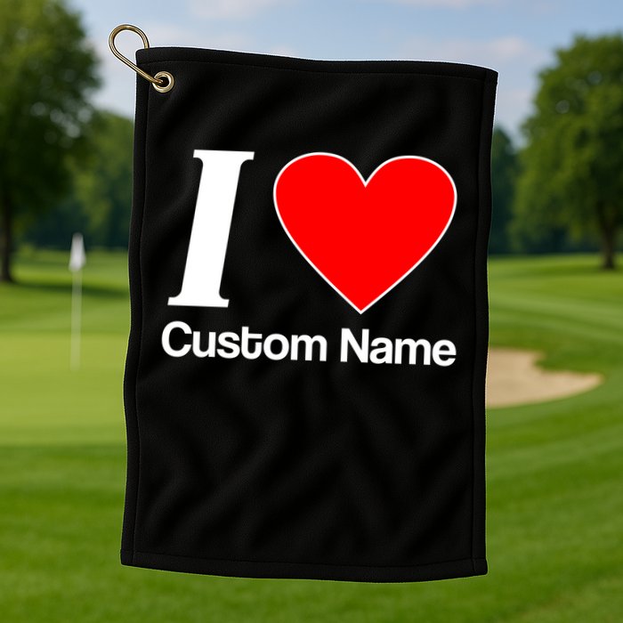 I Heart Custom Name Text Personalize Golf Towel