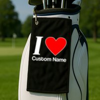 I Heart Custom Name Text Personalize Golf Towel