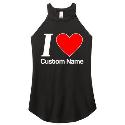 I Heart Custom Name Text Personalize Women's Perfect Tri Rocker Tank