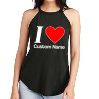 I Heart Custom Name Text Personalize Women's Perfect Tri Rocker Tank