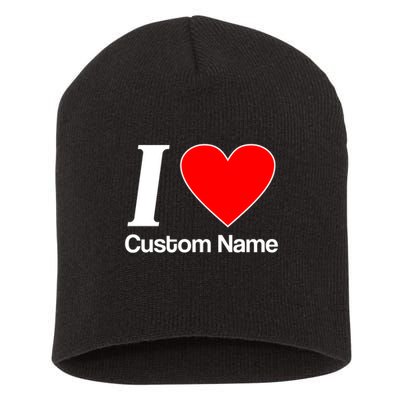 I Heart Custom Name Text Personalize Short Acrylic Beanie