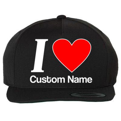 I Heart Custom Name Text Personalize Wool Snapback Cap